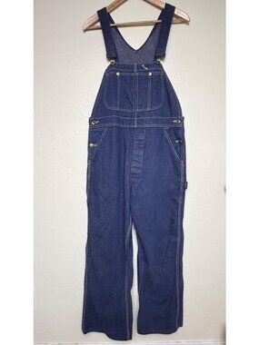 Vintage Union Made Denim Distressed Overalls w/ Adjustable Straps & Pockets Sz S